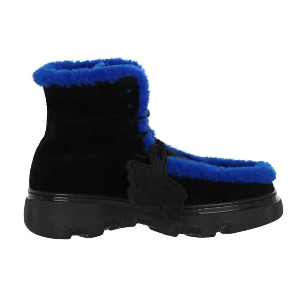 $1550 Burberry Mens Creeper Shearling Black Blue Winter Boots Size 42 /US 9 - Picture 5 of 16